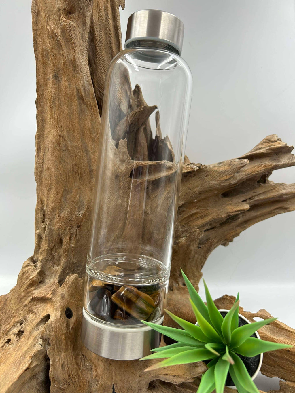 Bouteille d’élixir en verre ,Oeil de tigre