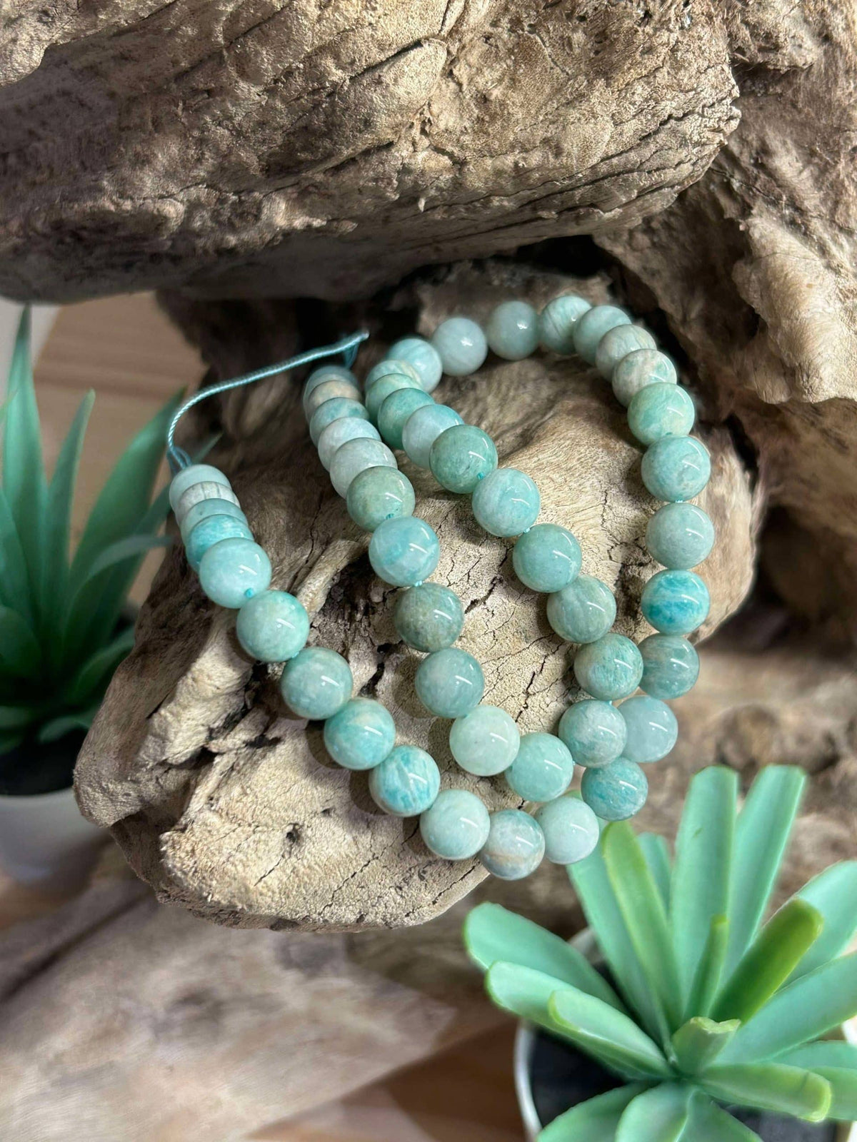 Brin de perles-Amazonite naturelle belle qualité 8mm