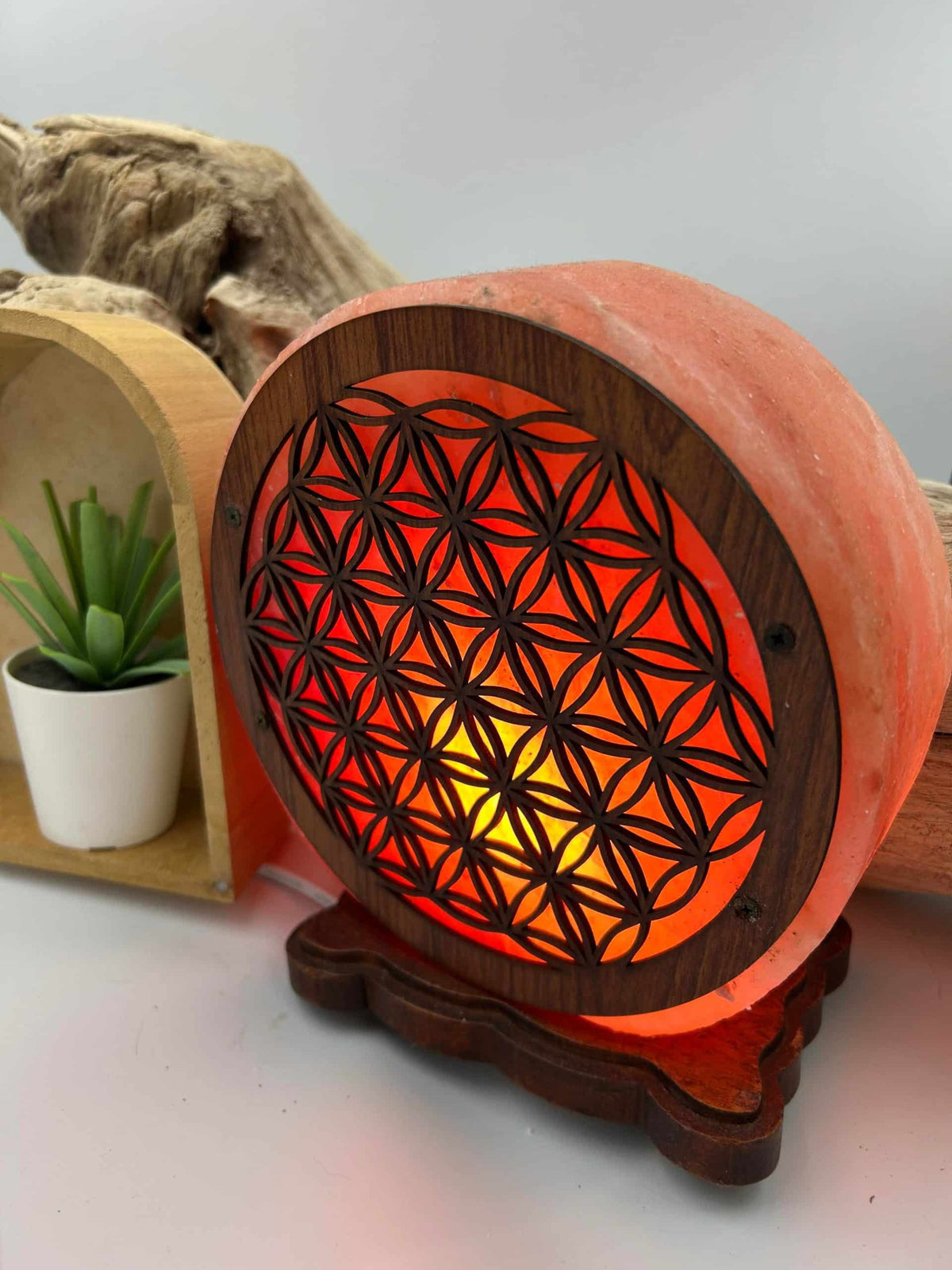 Lampe de sel , fleur de vie