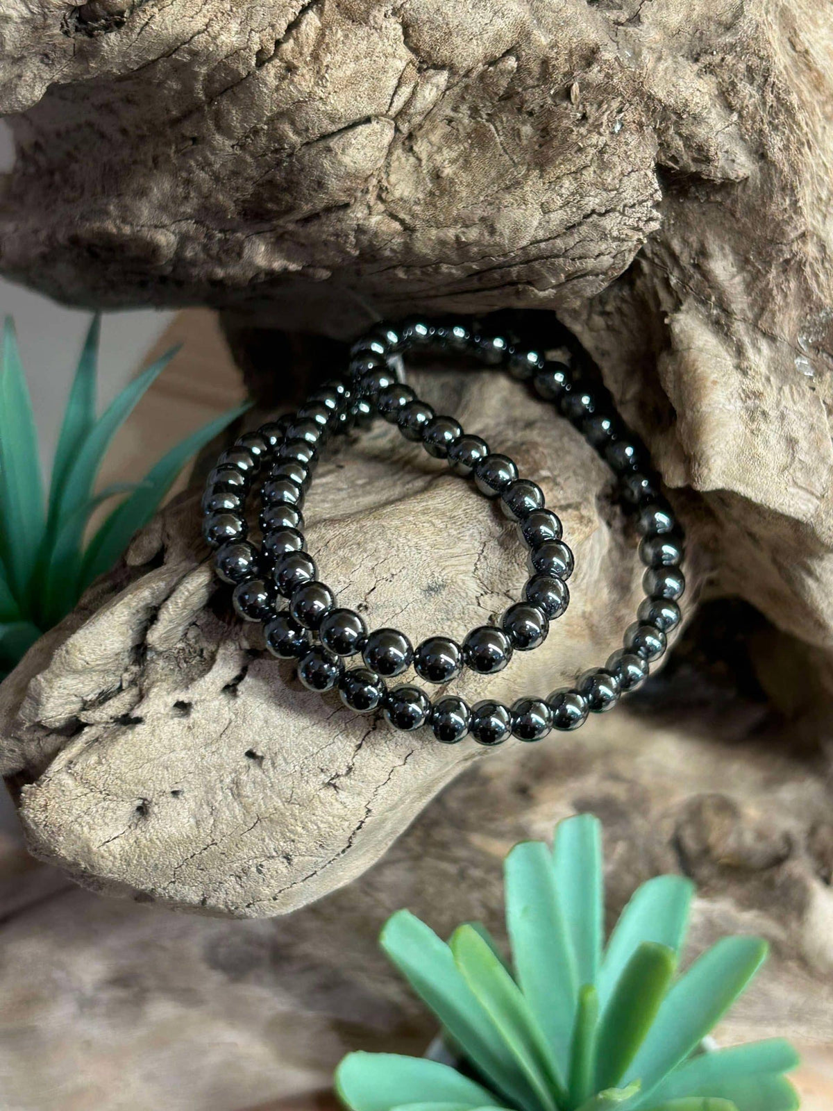 Brin de perles-Hématite naturelle 6mm
