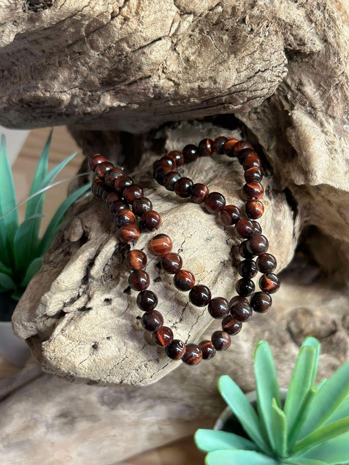 Brin de perles-Oeil de taureau naturelle 6mm