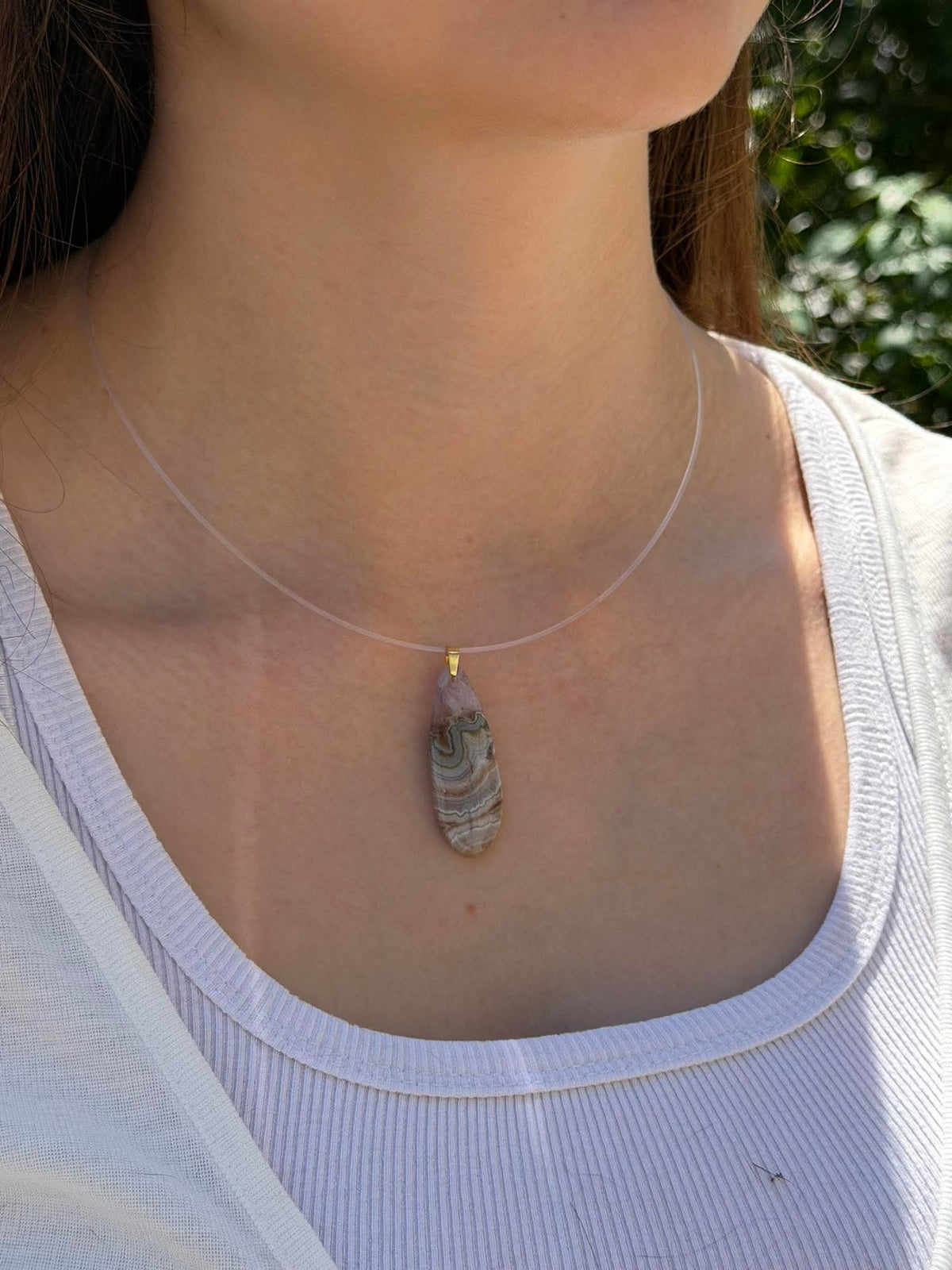 Pendentif Améthyste Dentelle – Calcédoine, Améthyste & Agate Naturelles