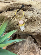 Porte-clé Quartz rose &Cristal de roche