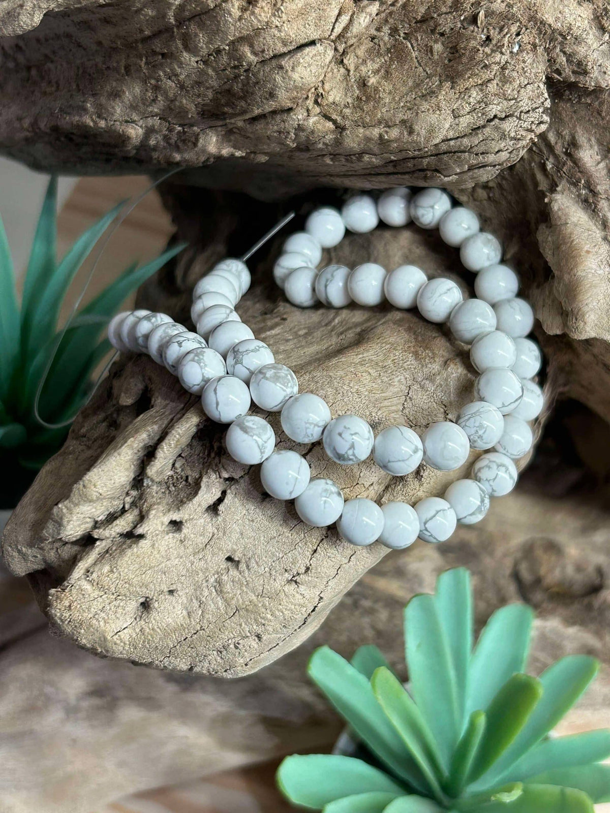 Brin de perles-Howlite naturelle 8mm