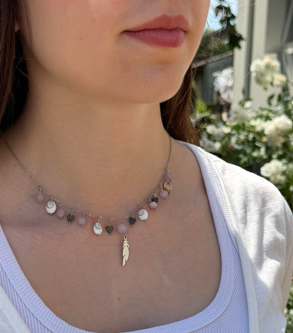Collier bonheur– Œil de Shiva, Labradorite & Kunzite