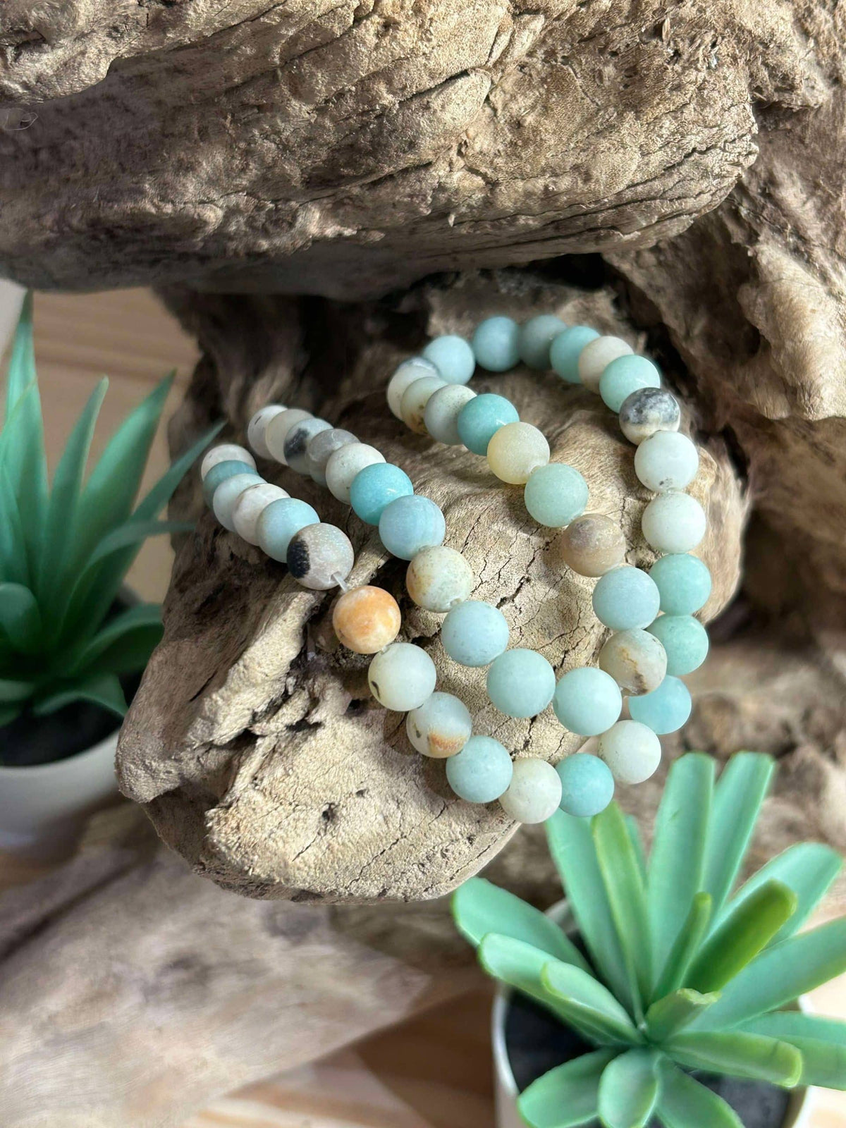 Brin de perles-Amazonite mat naturelle 8mm