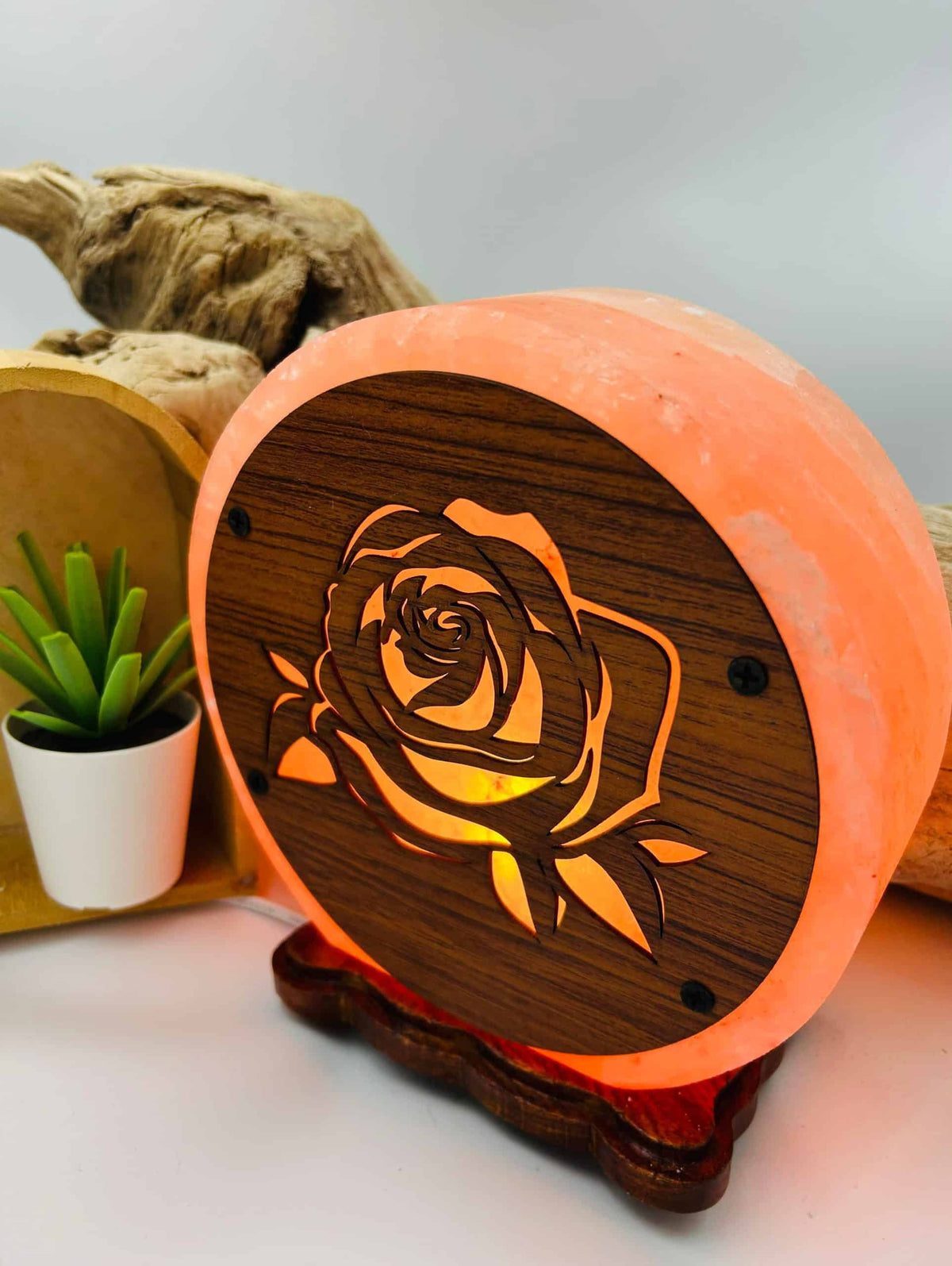 Lampe de sel ,la rose