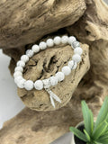 Bracelet Howlite double plumes