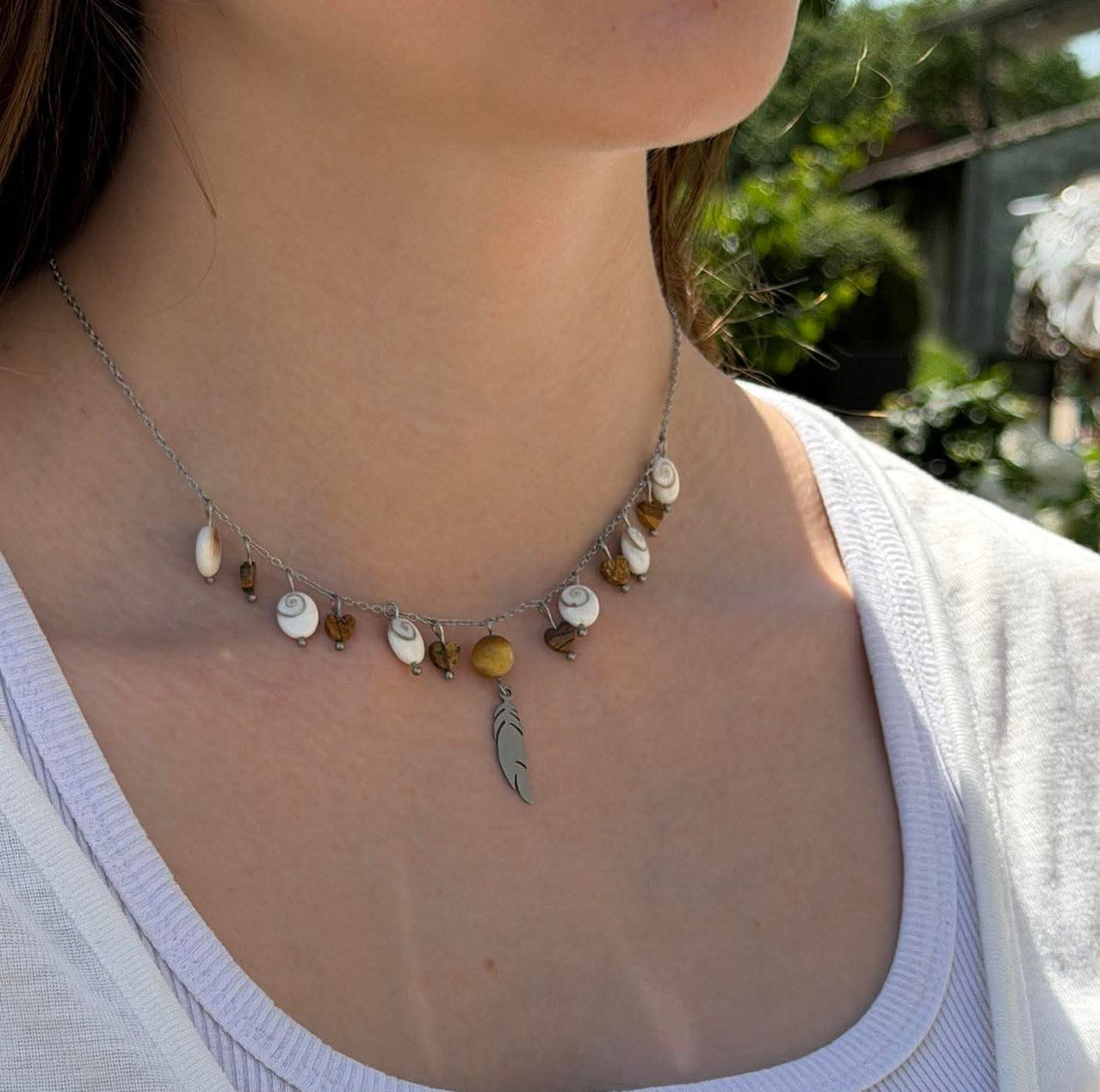 Collier bonheur– Œil de Shiva, Jaspe Paysage & Œil de Tigre Gold