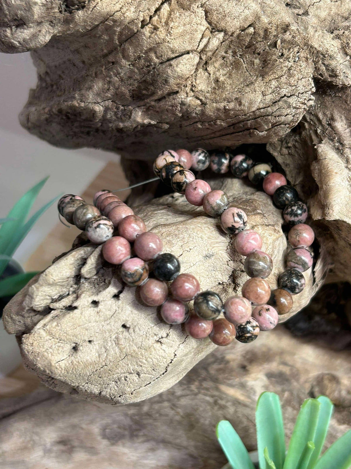 Brin de perles-Rhodonite naturelle 8mm