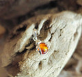 Collier coccinelle ambre argent