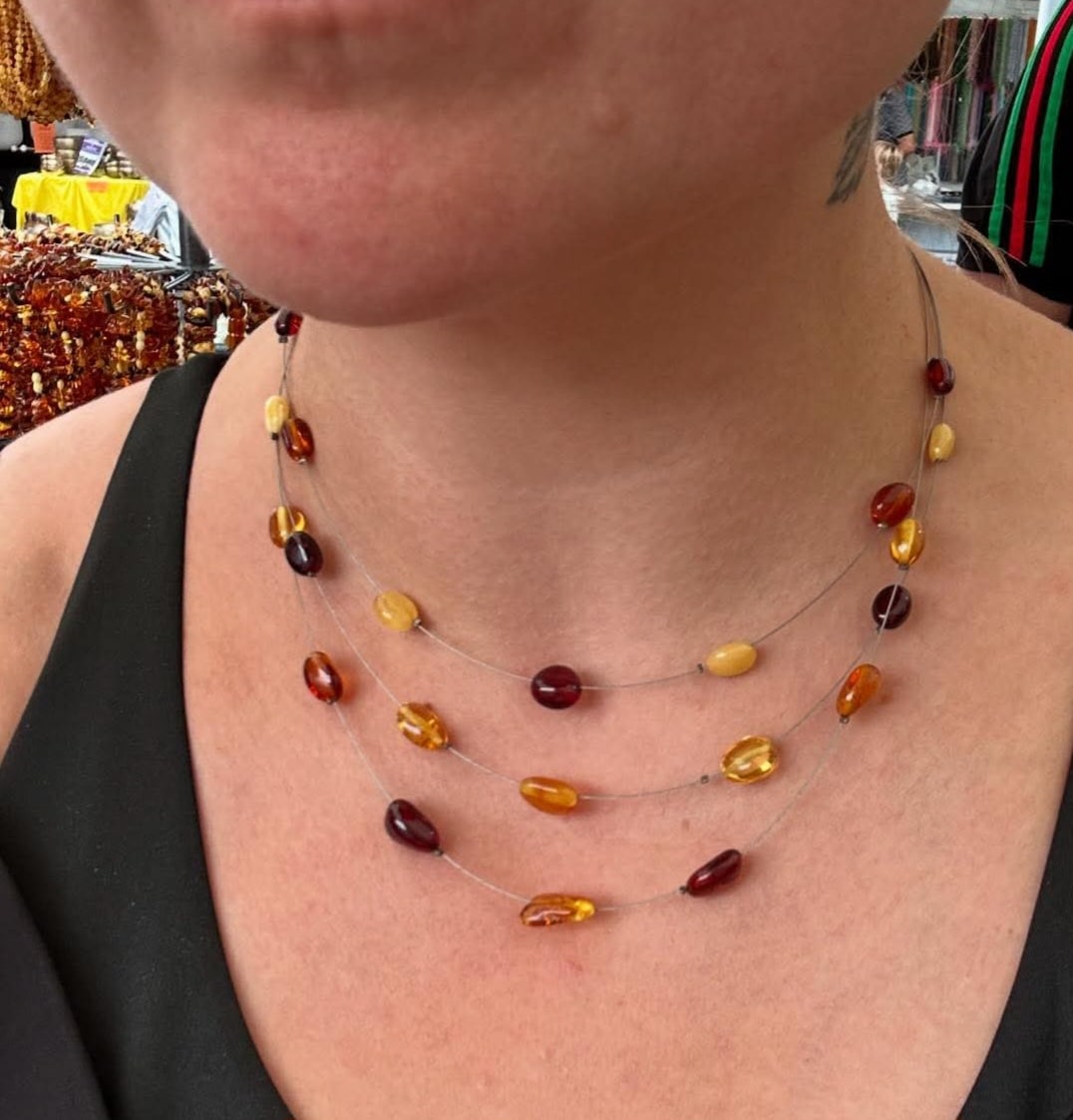 Collier grain de riz ambre
