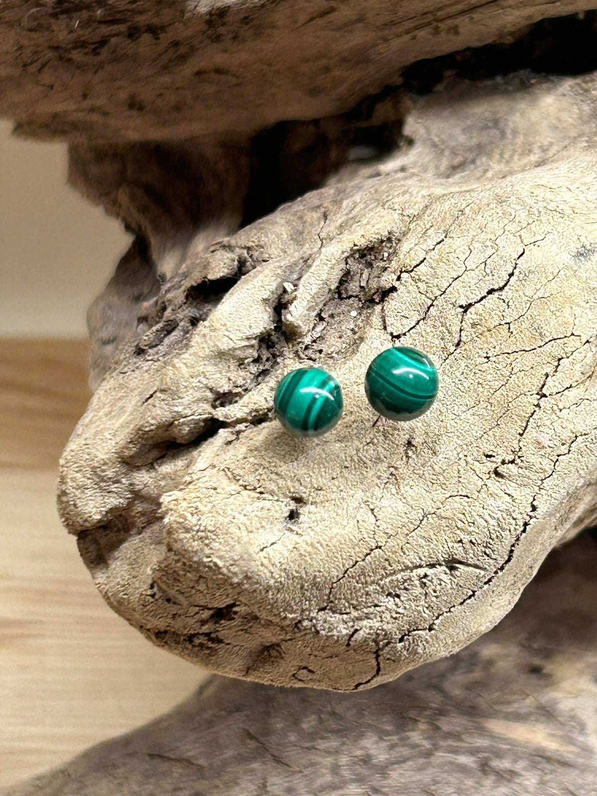 Boucle d’oreille Malachite 8mm
