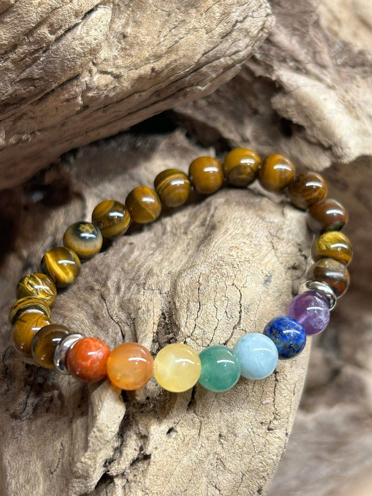 Bracelet 7 Chakras oeil de Tigre – Protection, équilibre et énergie