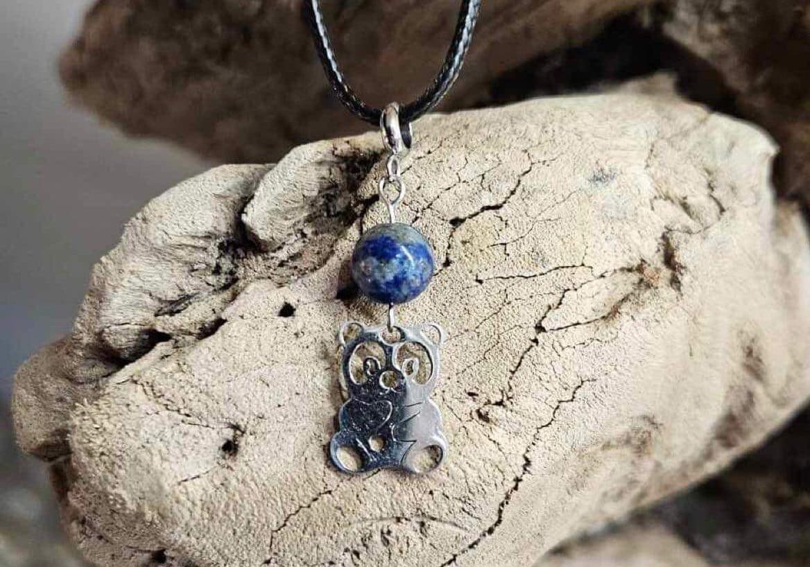 Collier enfants panda Lapis-lazulli