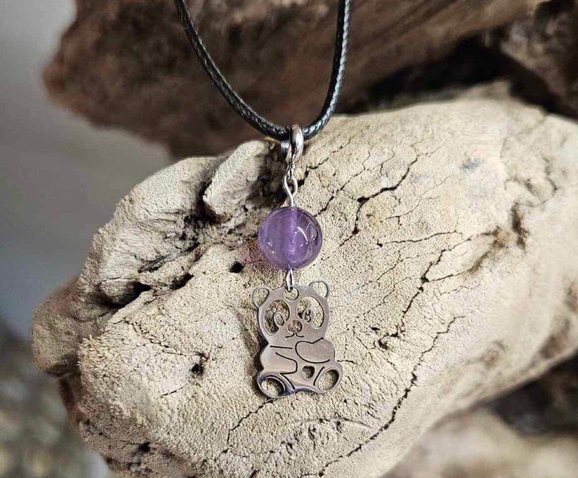 Collier enfants panda Améthyste
