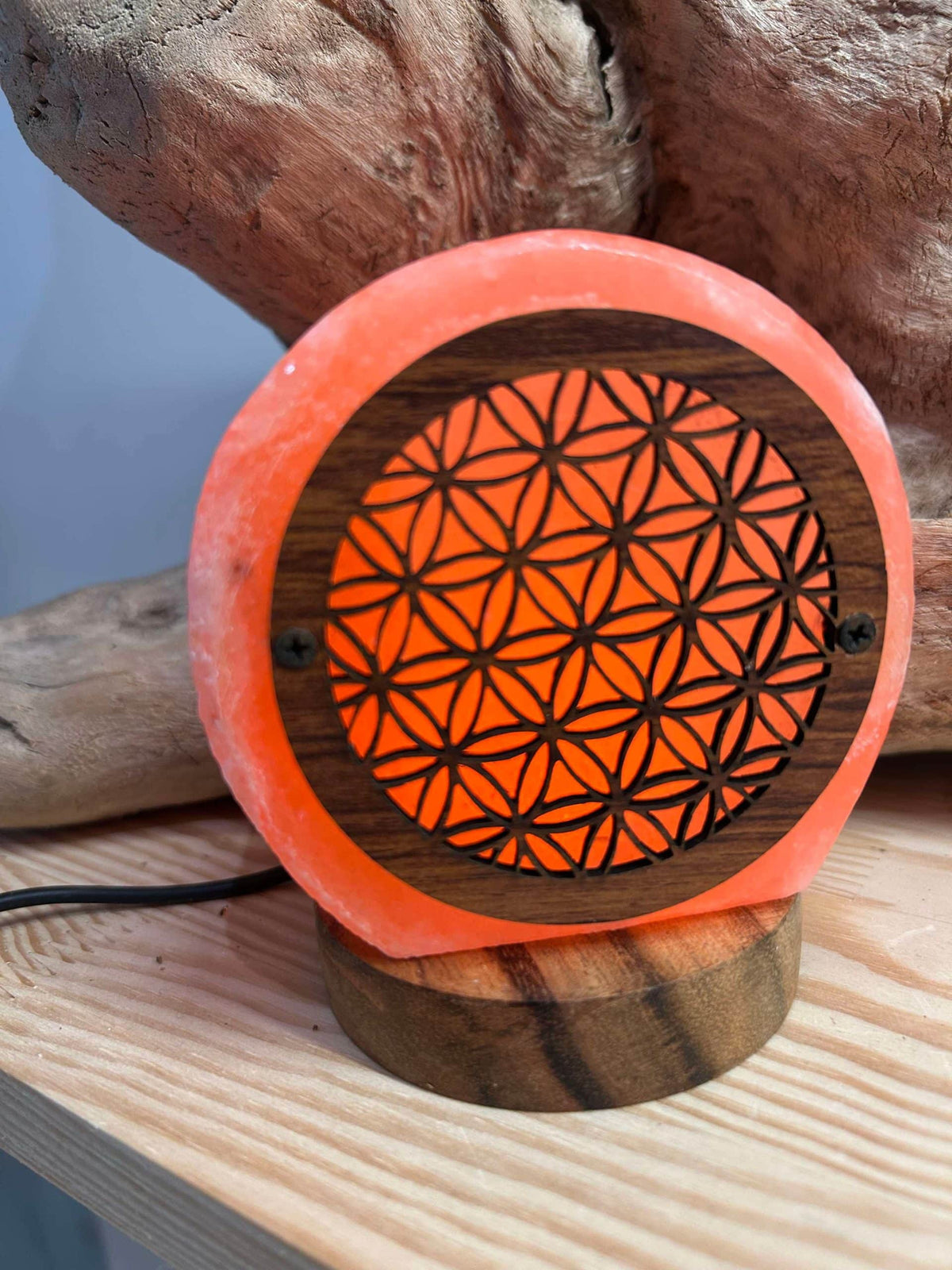 Lampe Veilleuse en sel fleur de vie