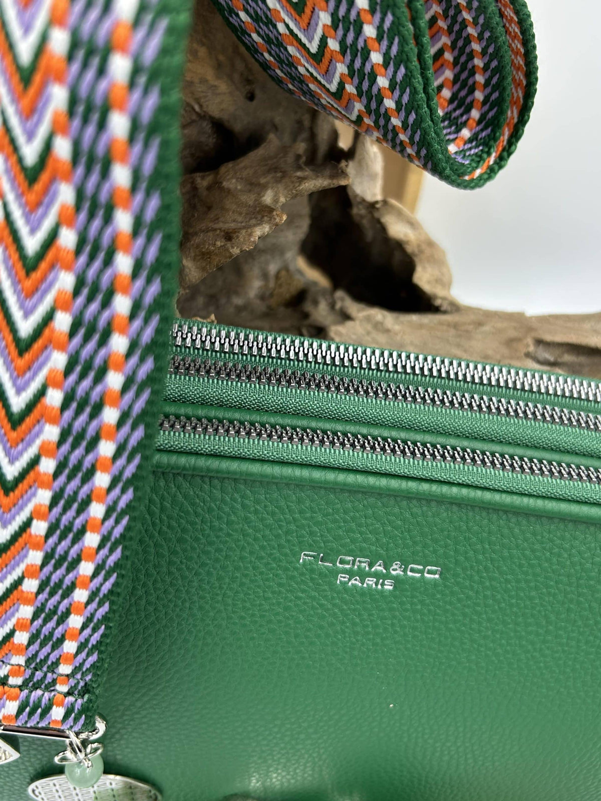 Sac flora&amp;co avec déco fleur de vie et aigue marine
