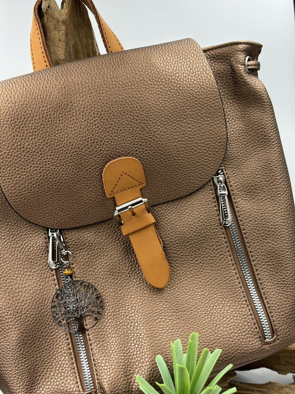 Sac à dos flora&amp;co marron métal