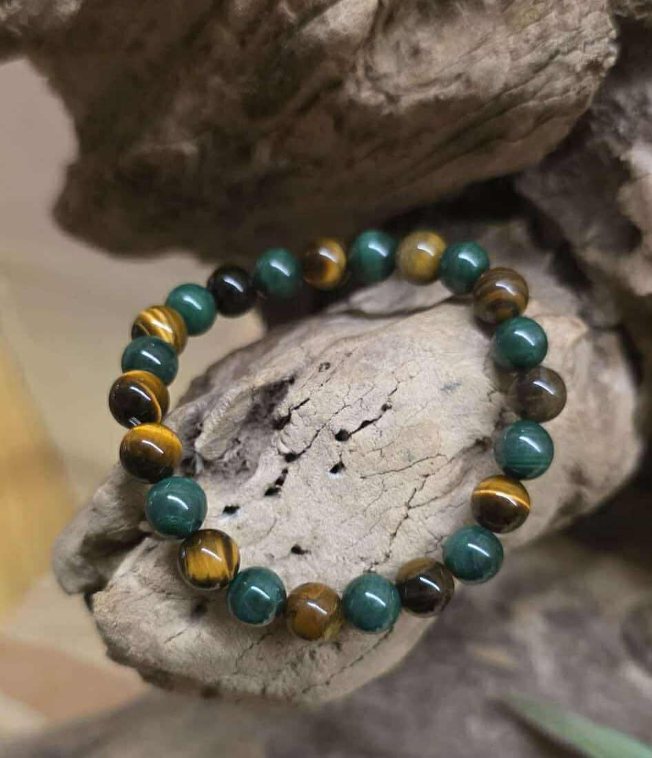 Bracelet oeil de tigre malachite