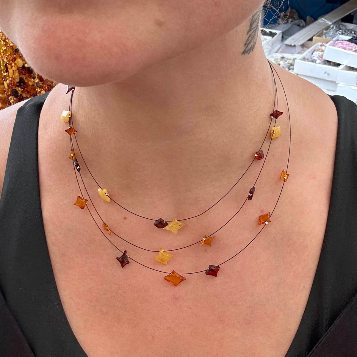Collier étoile ambre