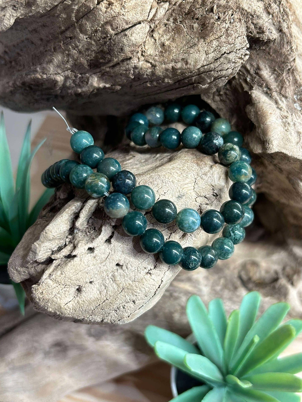 Brin de perles-Agate mousse naturelle 8mm