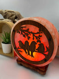 Lampe de sel ,oiseaux sur la branche