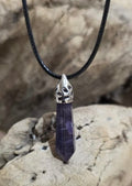 Collier en pointe type pendule en améthyste