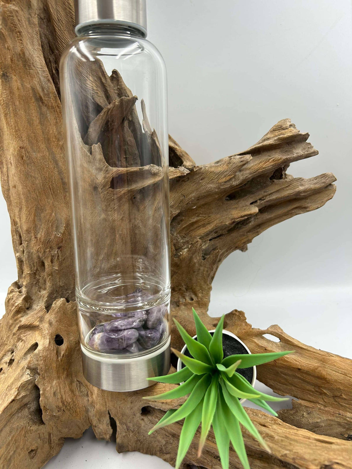 Bouteille d’élixir en verre, améthyste