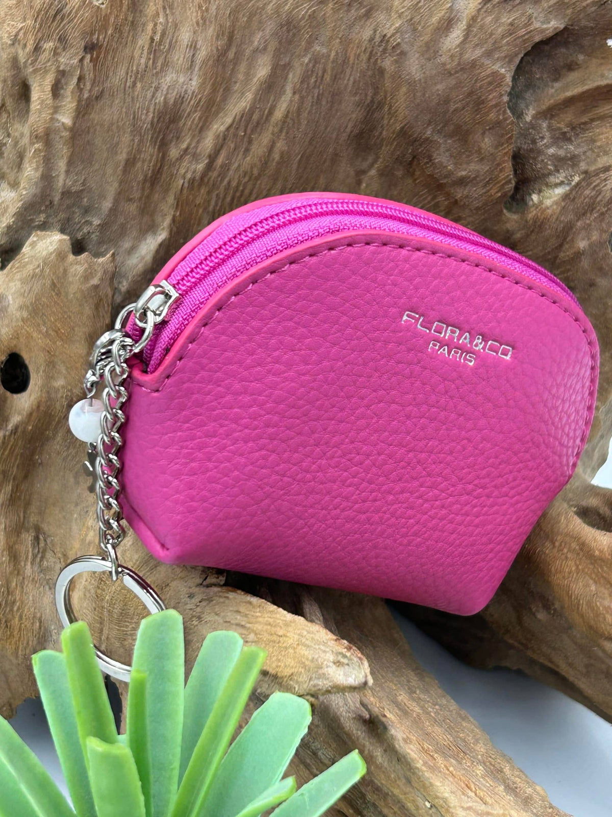 Porte monnaie bourse Flora&amp;Co rose fuchsia