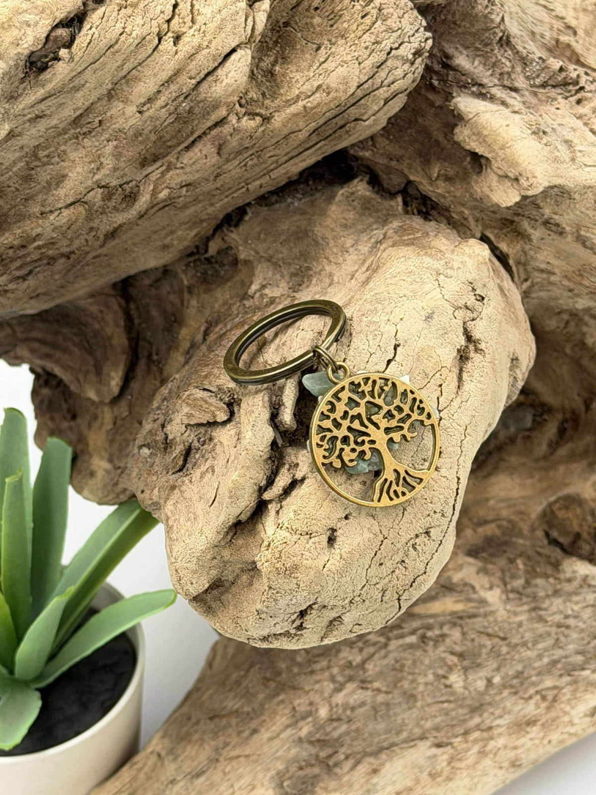 Porte-clés arbre de vie en amazonite