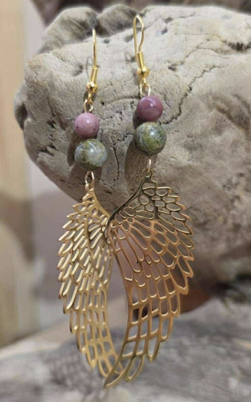 Boucle d’oreille,ailes d’ange dorée