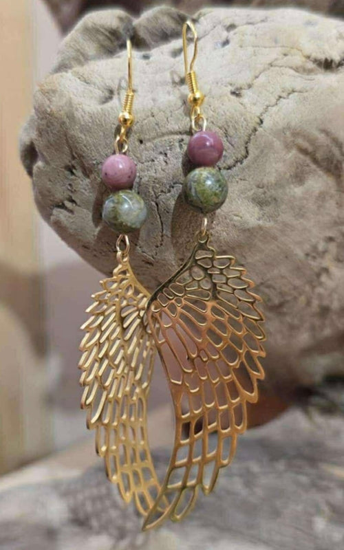 Boucle d’oreille,ailes d’ange dorée