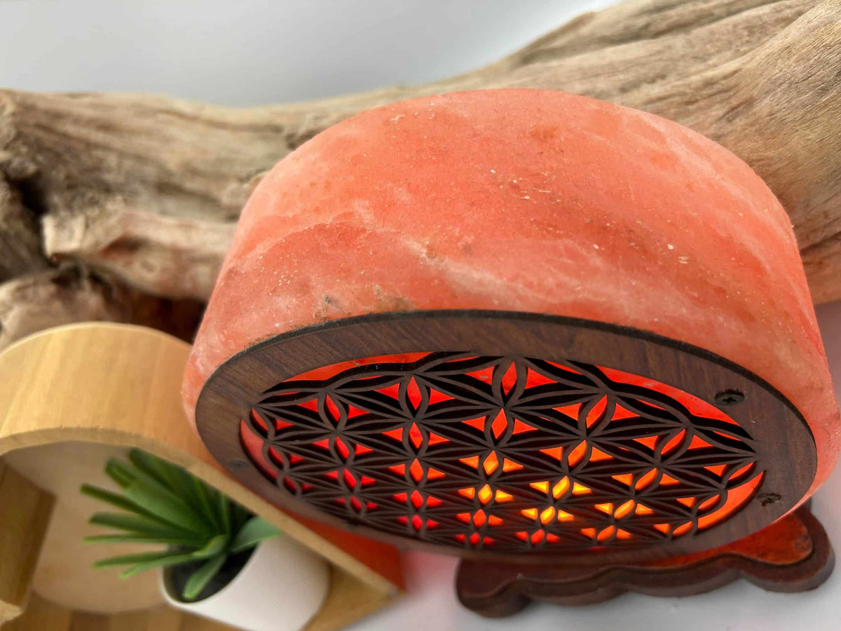 Lampe de sel , fleur de vie