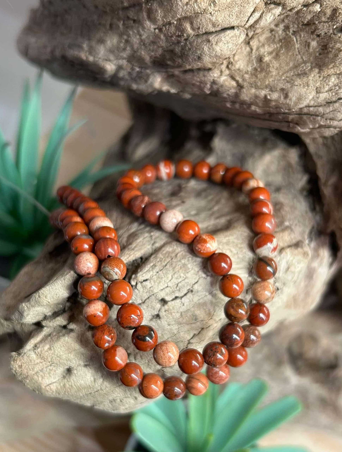 Brin de perles-Jaspe rouge naturelle 6mm