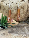 Boucles d’oreilles en cornaline, pierre de soleil et cristal de roche : « éclat du soleil » en argent